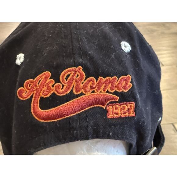 AS Roma 1927 Official Merchandise Red Black Distressed Adjustable Strapback Hat - Picture 6 of 9
